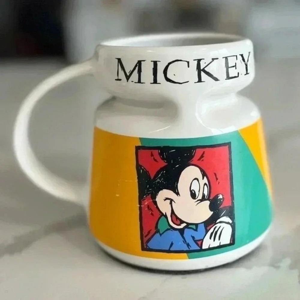 Vintage 1990s Disney Mickey Mouse Highwave Ceramic Travel Mug USA 93030
